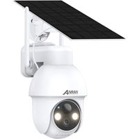 ANRAN Q03 Caméra Surveillance 2K 3MP WiFi Extérieure sans Fil Solaire, 360° PTZ Vision Nocturne Couleur PIR-Q03 Blanc