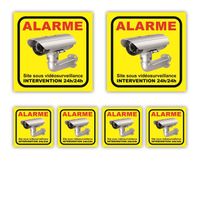 Signalétique Video Alarme maison - x6 stickers :  dim. 100x100mm (x2) + dim. 50x50mm (x4) - Anti UV - garantie 5 ans - SDNJ