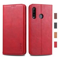Coque Huawei P30 Lite, Housse en Cuir Premium Flip Case Portefeuille Etui pour Huawei P30 Lite (Rouge)
