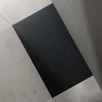 Sogood Receveur de Douche Bac à Douche Ultra Plat en Solid Surface Gris Noir Mat Geoma07 90x160x3 cm