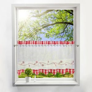 Soleil docre Brise-bise 45x90 cm Vichy Gris 45 x 90 cm 100/% Coton