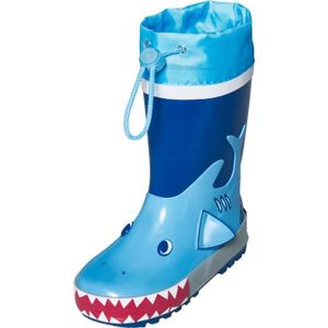 BOTTE Bottes de pluie bébé en caoutchouc Playshoes Shark - Bleu - Réflecteurs de sécurité