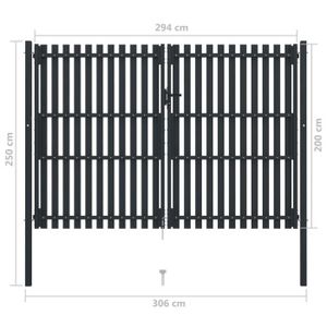 PORTAIL - PORTILLON BAU Portail de clôture à double porte Acier 306x250 cm Anthracite - Pwshymi - JHR19612