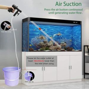 AQQA 6 en 1 Aspirateur Aquarium Electrique, Kit de Nettoyage pour Gravier d' aquarium avec Éponge Filtrante pour Changer l'eau et Nettoyer Le Sable  (320GPH, 20W) : : Animalerie