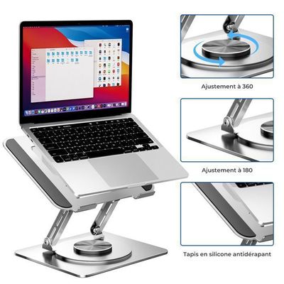 Support Ergonomique Pour Ordinateur Portable En Aluminium - Compatible 10 à 18 Pouces, Refroidissement Amélioré