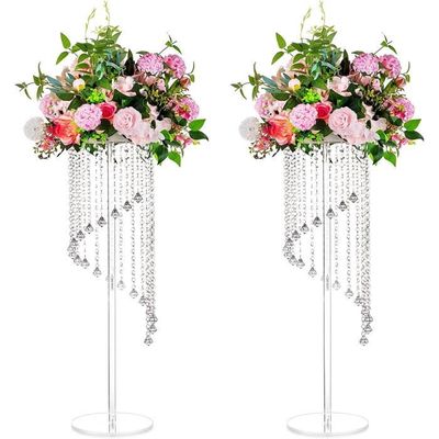 ETHEDEAL 1 support de fleurs blanc 100 cm de haut, vase en métal, pour  décoration de table, table de mariage, avec plaque acrylique
