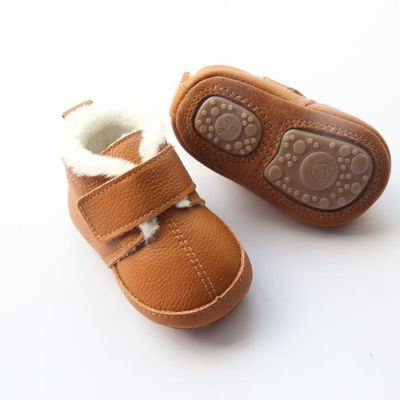 chaussures premiers pas bebe garcon bicolores en cuir suede brun bebe