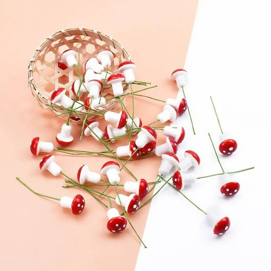 Lot De 100 Mini Champignons Artificiels Pour Décoration De Petits Jardins Et Parcs 86191261