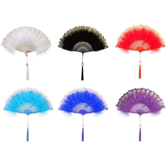 MWOOT 1920s Éventail Plume, Éventail à Main pour Femme, Marabou Folding Handheld Feather Fan, Vintage Ventilateur Plume pour Halloween Wedding Dansant Show Tea Party Costume Décoration - Blanc MWOOT 1920s Éventail Plume, Éventail à Main pour Femme, Marabou Folding Handheld Feather Fan, Vintage Ventilateur Plume pour Halloween Wedding Dansant Show Tea Party Costume Décoration - Blanc
