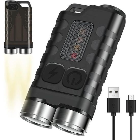 Lot De 2 Mini Lampes LED COB Rechargeables - Porte-clés étanche Avec éclairage De Travail