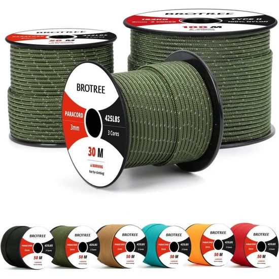 Abma Cord Paracord 3mm 100% Nylon Corda 15m Tipo II Corda Da