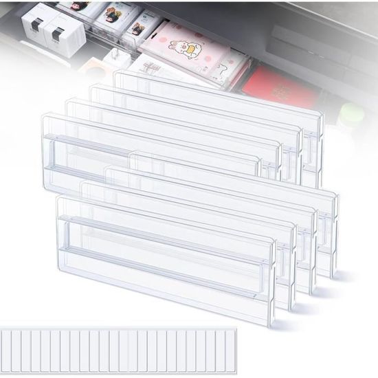 Lot De 4 Séparateurs De Tiroir Réglables En Plastique Transparent - Longueur 28,5 à 50,5 Cm