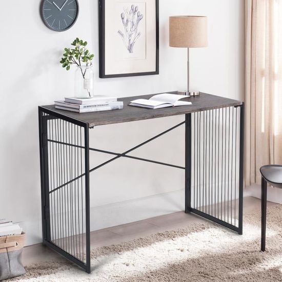 Furnish1 Bureau Pliable Console Table De Bureau Structure En Metal 100 50 75cm Tele Travail Home Office Achat Vente Secretaire Bureau Soldes Sur Cdiscount Des Le 20 Janvier Cdiscount