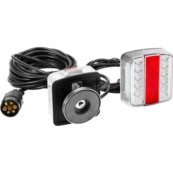Kit Feux Remorque LED Magnétiques D-TECH 12V - Étanche IP67, Prise 7 Broches, Câble 7.5m