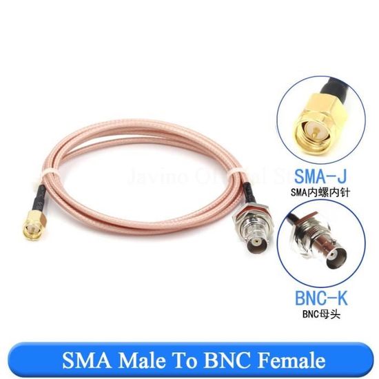 Câble Coaxial RF SMA Mâle Vers BNC Femelle RG316 15cm - Lot 2 Pièces