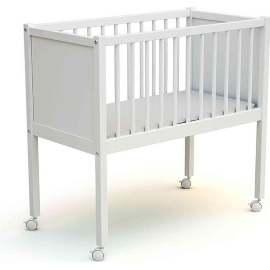 Berceau Bebe A Roulettes En Bois Laque Blanc 40x80 Cdiscount Puericulture Eveil Bebe