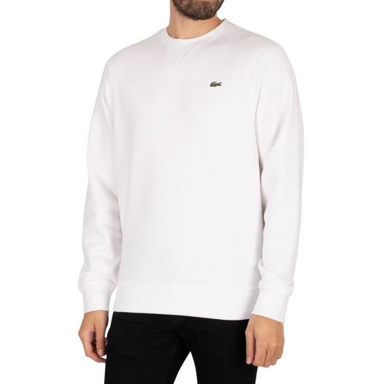 Lacoste Sport Sweatshirt en molleton de coton melange uni Blanc Cdiscount Pret a Porter