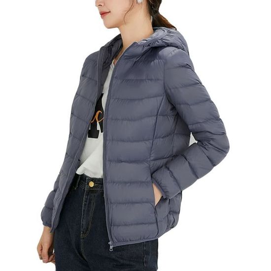 Doudoune Femme 100 Grammes Pliable Léger Rembourré Veste Matelassée Hiver Coupe Vent Doudounes À Capuche Grande Taille Confortable Fermeture À Glissière Manteau Élégant Manches Longues Veste