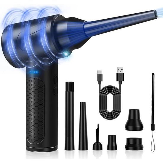 Souffleur Aspirateur 2-en-1 SEANCHEER 180000 Tr/min – Mini Souffleur Sans Fil 8000mAh, Air Comprimé Puissant + Aspiration PC Voiture Maison