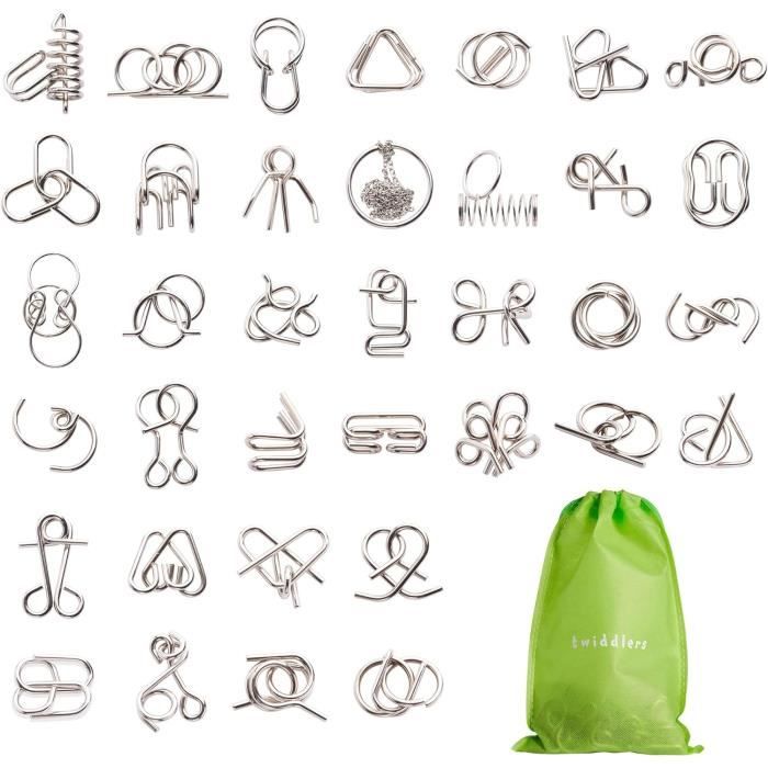 18 Casse-tête Métal IQ – Jeux De Réflexion En Fil De Fer Pour Enfants Et Ados – Cadeau Anniversaire, Mariage, Noël