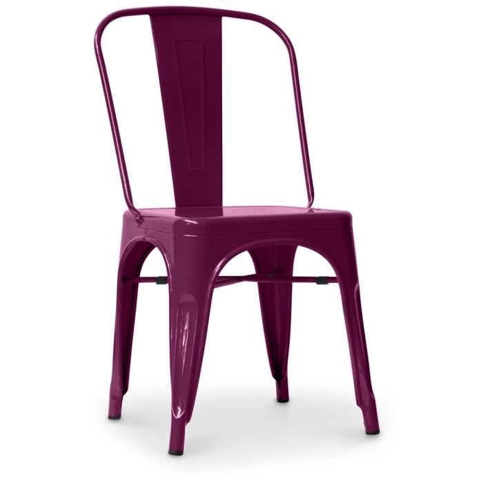 Chaise Style Tolix Carrée - Métal Violet - Hauteur 88cm