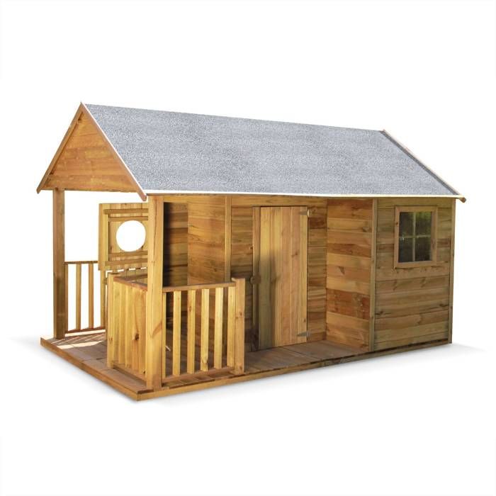 Maisonnette avec véranda en bois FSC de 4,5m², Rose - cabane en pin autoclave