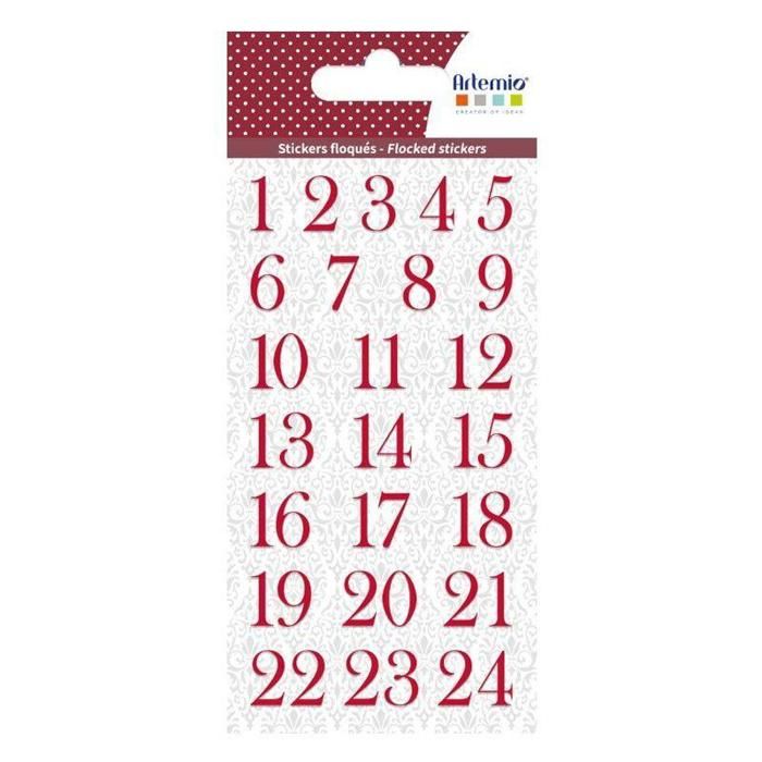 Stickers floqués Artemio - Rouge - 24 pcs