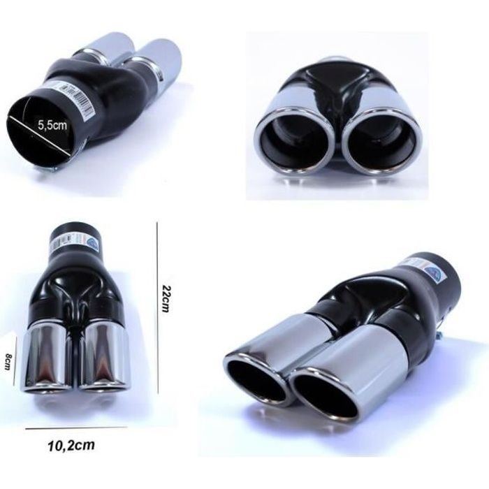 Double Embout De Sortie Pot D'échappement Universel 60mm Diamètre Intérieur Neuf