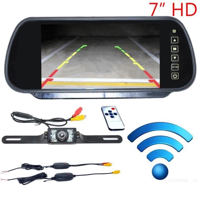 Sans fil kit 7 pouces LCD rétroviseur écran de voiture moniteur + IR LED voiture Caméra de recul 170 ° vision nocturne