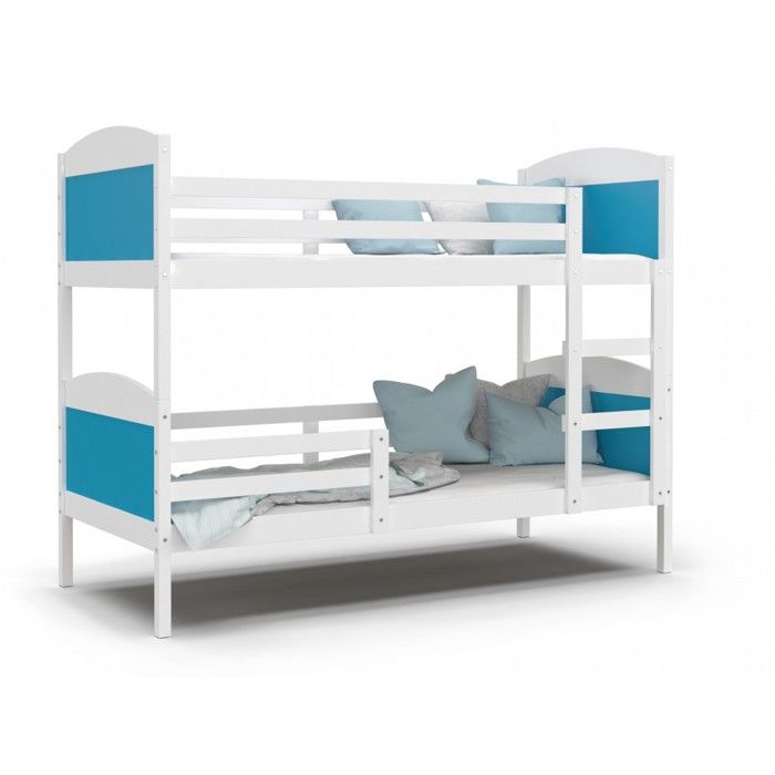 LIT SUPERPOSÉ MATI 90x190 BLANC BLEU Livré avec 2 sommiers