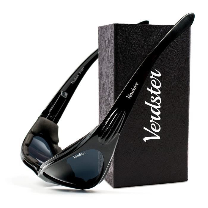 Lunettes de Soleil Moto POLARISÉES VERDSTER TourDePro - Idéales Conduite, Pêche et Cyclisme - Protection UV, Confort du Cadre Amé