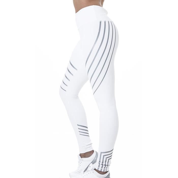 white L Femmes Slim Sports Taille Haute Pantalon Décontracté High Elastic Gym Leggings Yoga Pantalon