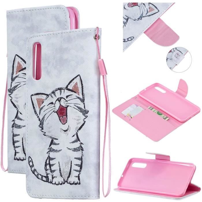 Etui Samsung Galaxy A50 Etui Portefeuille Ultra Fin en Cuir Motif Unique Fentes pour Cartes et Support Pliant Fermeture Magnét AZ