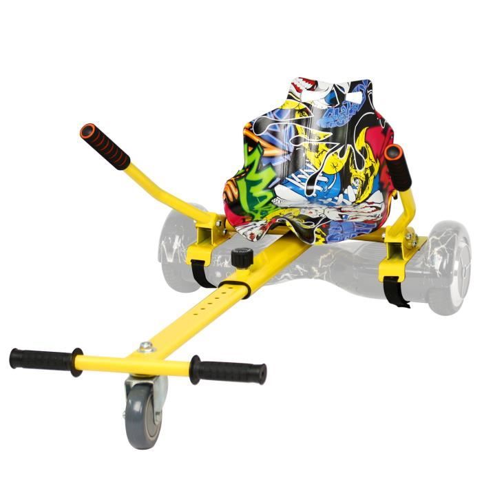 Leogreen HoverKart Hoverboard go Kart cadre jaune ,avec siège hip-hop Compatible, pour les planches d'équilibre de 6,5 à 10 pouces