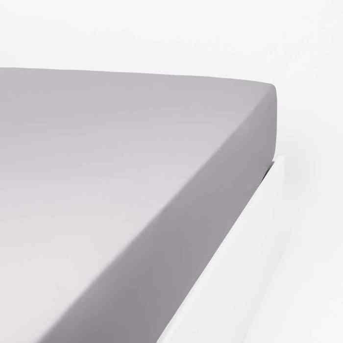 LINANDELLE - Drap housse coton jersey extensible DOUCEUR - Gris clair - 120x200 cm