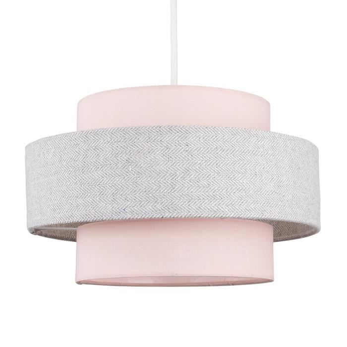 Abat Jour Vendu Seul, Minisun.Pour Plafonds. Tissu Rose et Tweed à Chevrons.