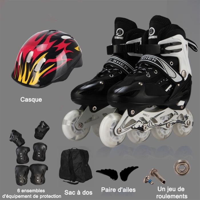 Rollers In Line Pour Enfants Roues LED Illuminées Patins à Roulettes Avec Cadeaux 5 Pièces Casque Protection Sac Ailes Roulements