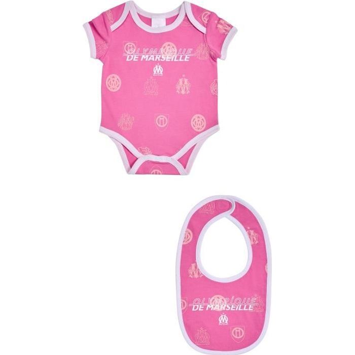 Body bavoir bébé fille OM - Collection officielle Olympique de Marseille