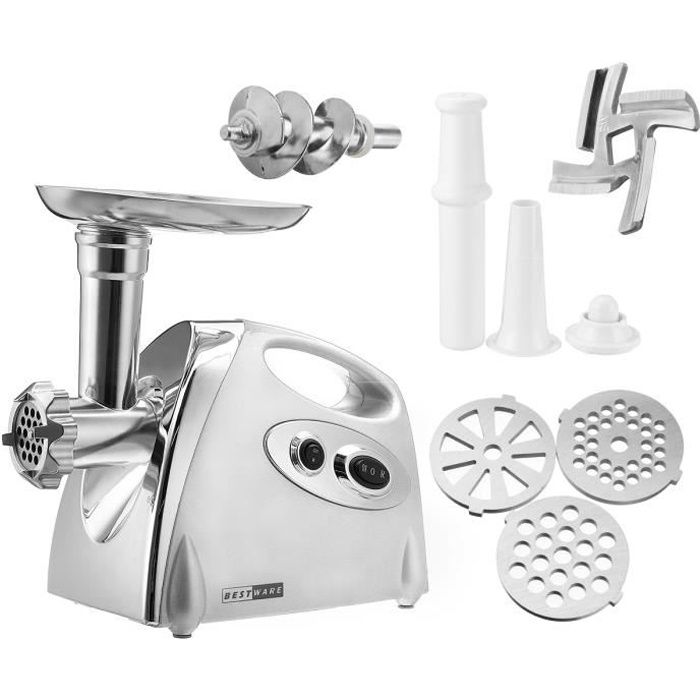 TEMPSA 3 en 1 2800w Hachoir à Viande Saucisse Electrique Broyeur de Viande Cuisine Acier inoxydable blanc 220V