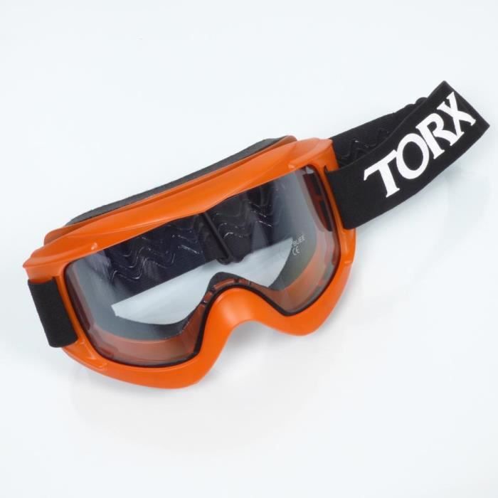 Lunette masque de moto orange mat torx pour casque cross enduro tout terrain