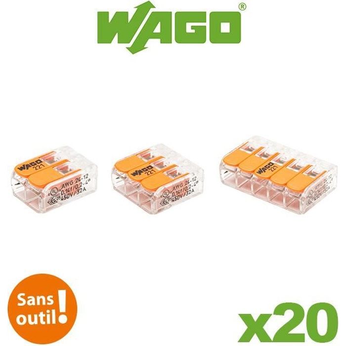 Wago - Blister panaché de 20 bornes de connexion automatique 2,3 et 5 entrées S221