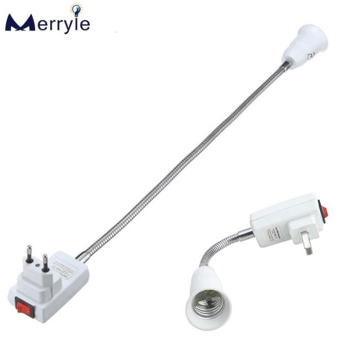 EU Plug-20CM -Prise ue-US vers ampoules E27,20-30cm,convertisseur de douille,rallonge Flexible avec interrupteur marche-arrêt,ma