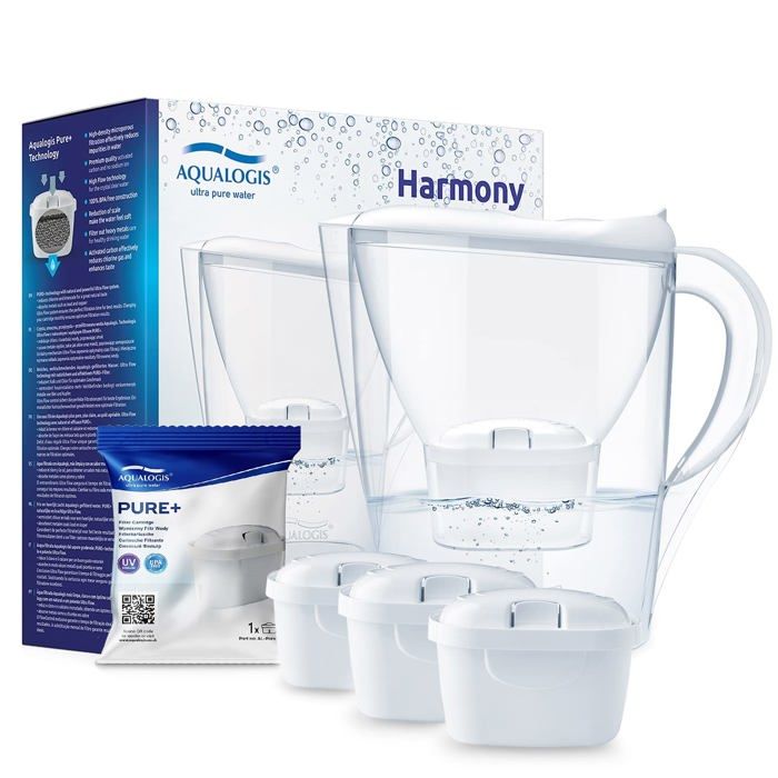 Carafe Filtrante Aqualogis Harmony 2,6L Pour Frigo - Réduit Calcaire, Chlore, Microplastiques