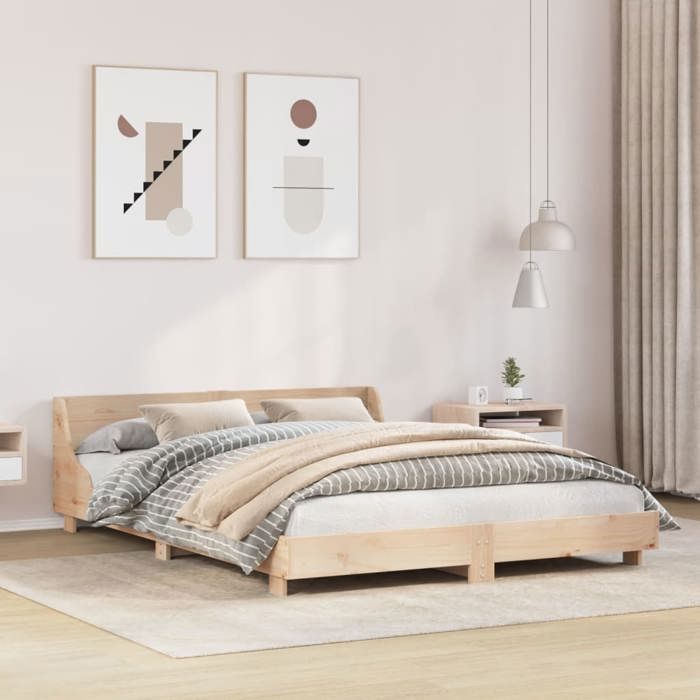 SALE 2025Structure/Cadre de lit - Lit 2 personnes - 120x190 cm - bois de pin massif 23.3 Kg 2501