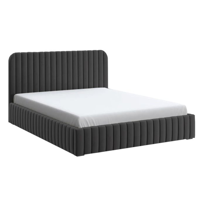 Lit Coffre En Tissu Velours Avec Tête De Lit + Sommier À Lattes - Lior - Velours Noir - 140x190 Lit Coffre En Tissu Velours Avec Tête De Lit + Sommier À Lattes - Lior - Velours Noir - 140x190