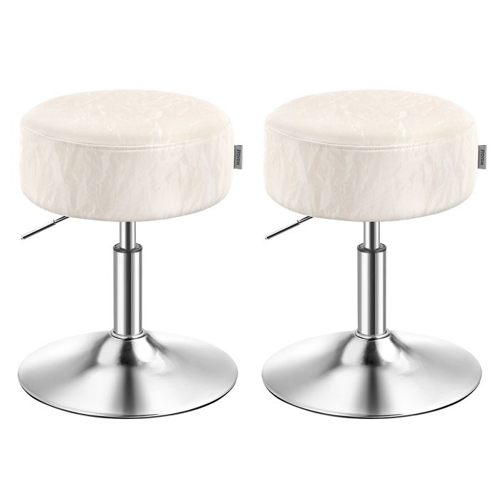 Tabouret de bar pour coiffeuse Lot de 2 Réglables en Hauteur Pivotants à 360 Degrés en PU Coussin Épais Blanc Crème