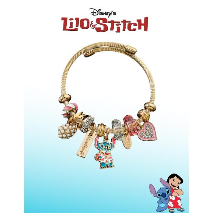 Bracelet charms Disney Lilo & Stitch dor Bijou fantaisie avec pendentifs strass perles cur