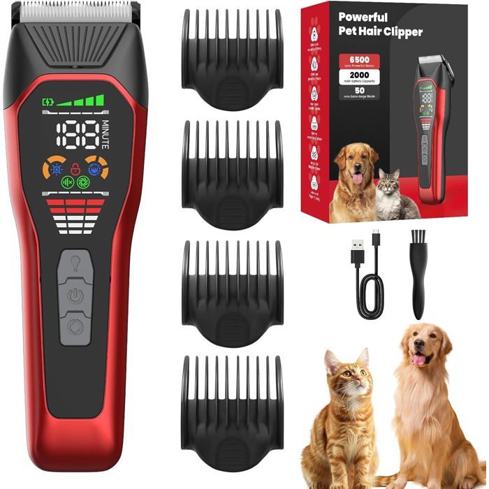 Comparer les prix de Tondeuse pour chien pour poil long epaiskit toilettage rechargeable sans filtondeuse animaux à 2 vitesses avec chargeur de type C