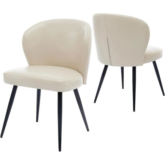 Chaises Cuisine - PROMIRACAL - Lot de 2 - Rembourrées - Dossier Profilé - Beige