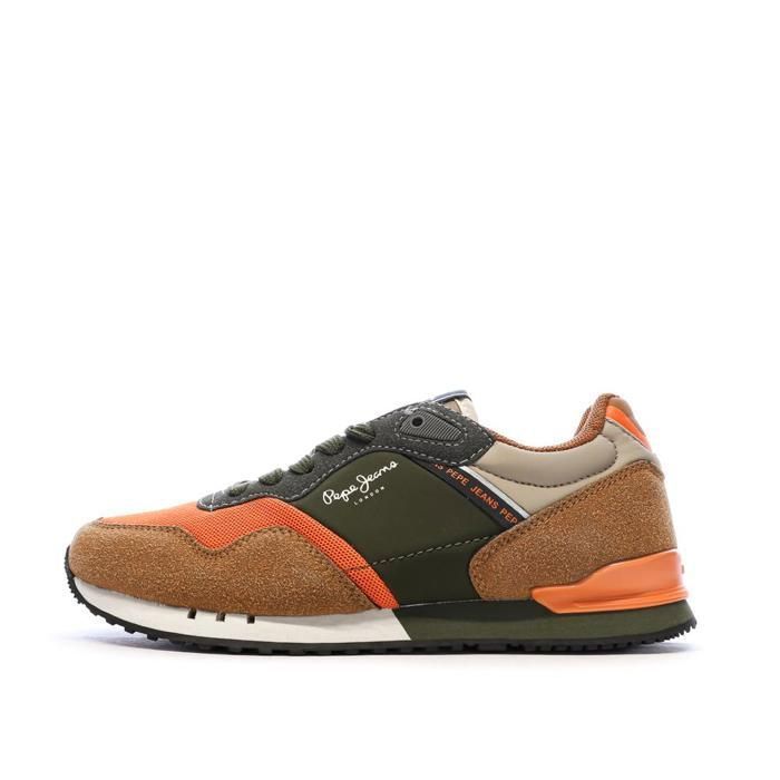 Baskets - PEPE JEANS - Orange/Kaki - Lacets - Tige textile